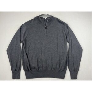 Peter Millar Crown Soft Merino Wool Silk 1/4 Zip Sweater Gray ME0S25 XXL